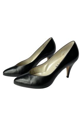 Vintage 90s Nine West Leather Pumps 7.5 | Made in Brazil Black Heels